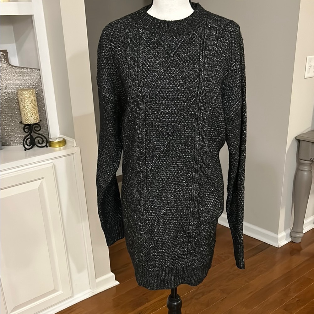 Cozy Black Knit Sweater Dress